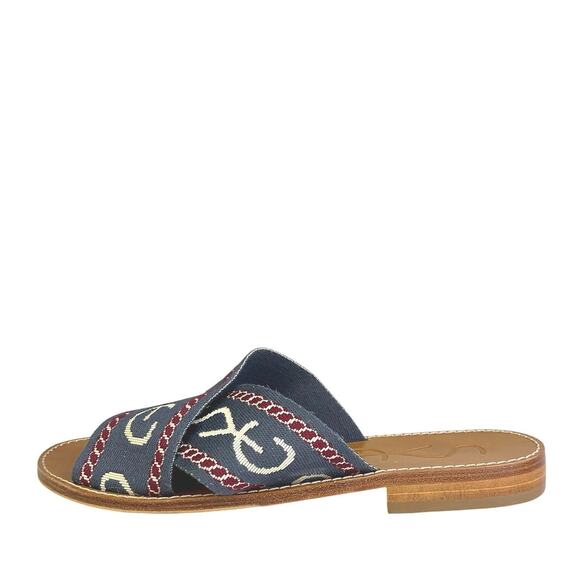 Santa Ynez General Shoes - Santa Ynez General Sagunto Women's Blue Criss Cross Strap Slide Sandals Size 6.5
